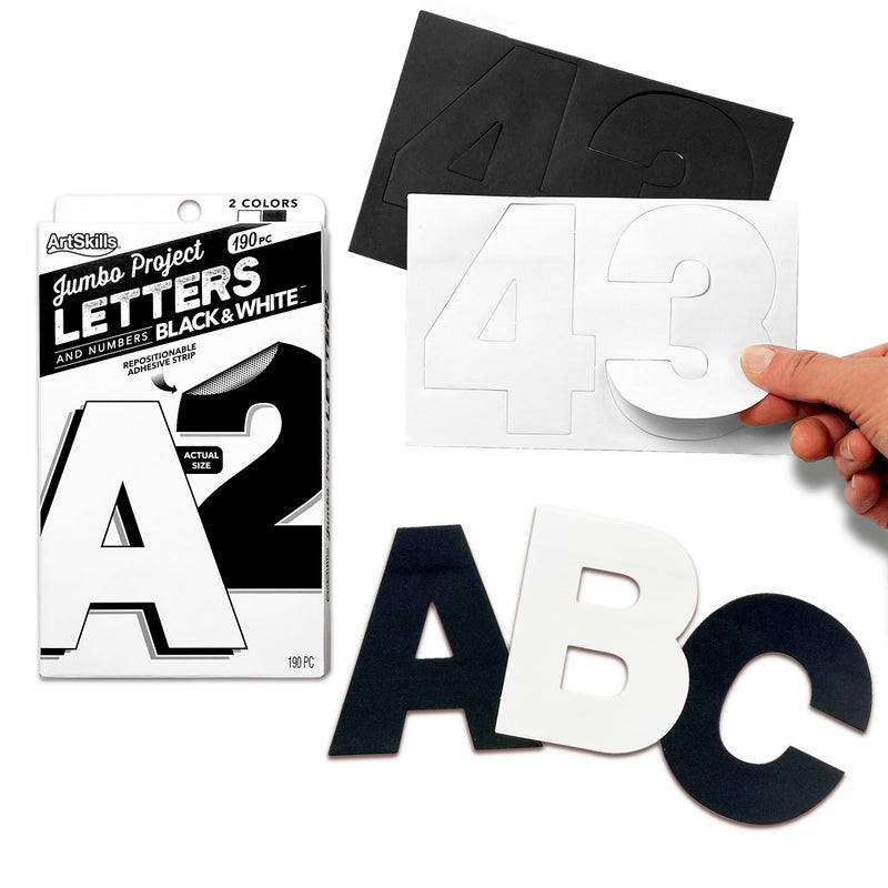 ArtSkills Poster Letters 4â€ Paper Letters for Poster Board Projects, Classroom Bulletin Boards, Sign Making Supplies, Black/White, 190 Pieces - Image 1